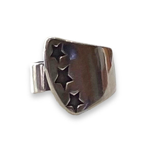 Women's Modern Style Star Struck Spoon Ring- Adjustable Open Band - Size 8 - Wild Time Fashion