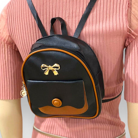 Black Brown Accented Mini Backpack