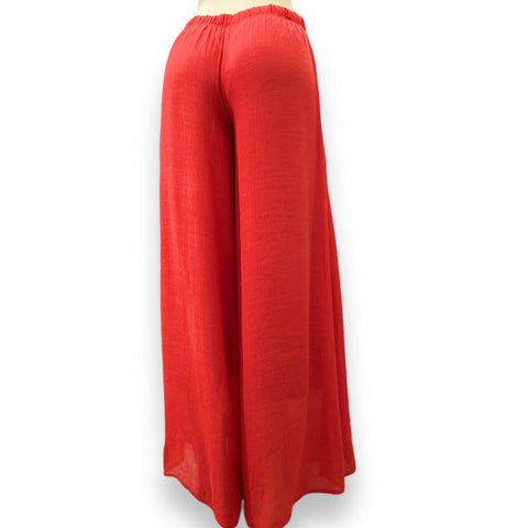 Red Flowy Wide Leg Palazzo Pants - Wild Time Fashion