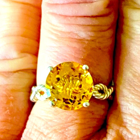 Sterling Silver Braided Honey Citrine Solitaire Ring - Wild Time Fashion Size 7 - Wild Time Fashion