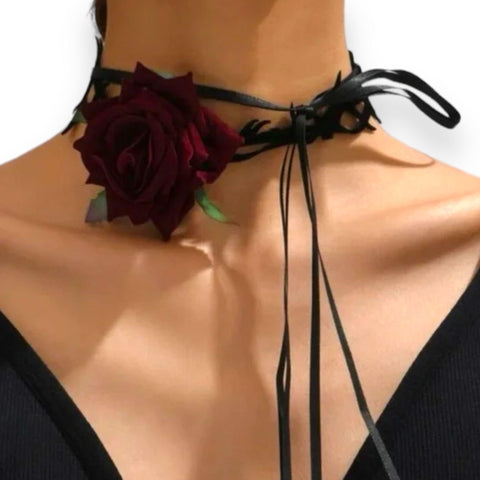 Black Thorns Rose Choker -OS- Wild Time Fashion