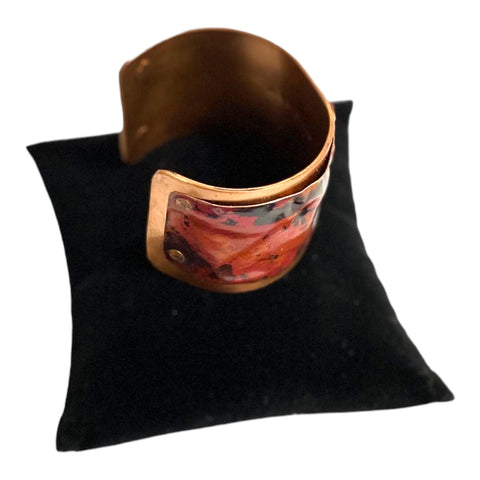 Handcrafted Red Torched Copper Statement Cuff Bracelet- Wild Time Fashion 
