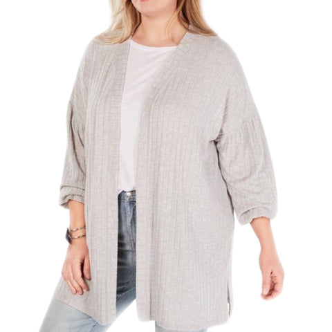 Women's  Heather Gray Plus-Size Mid Length Cardigan for Year-Round Versatility -1X or 2X - Wild Time Fashion