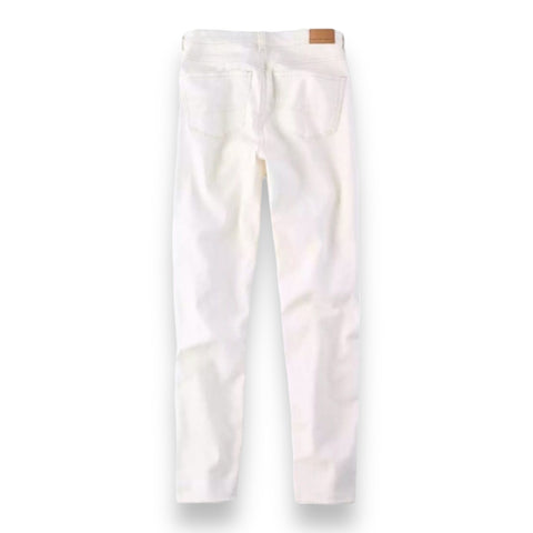 High Rise Ivory Distressed Jeans