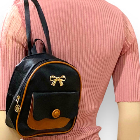 Black Brown Accented Mini Backpack