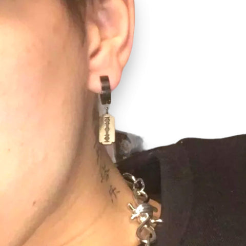 Razor Blade Mini Hoop Earrings