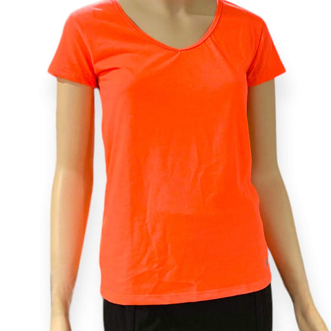 New Balance Orange V-Neck Short Sleeve Athletic Top - Wild Time Fashion