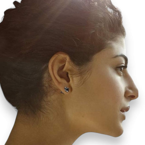 Black Dual Spiked Stud Earrings