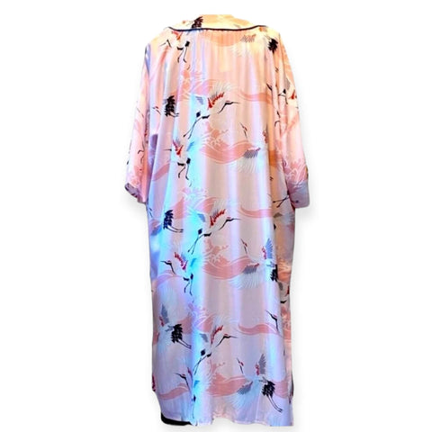 Pink Paradise Long Kimono Cardigan - Wild Time Fashion