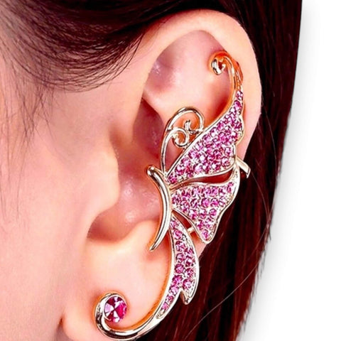 Sparkly Crystal Butterfly Ear Cuff Wrap