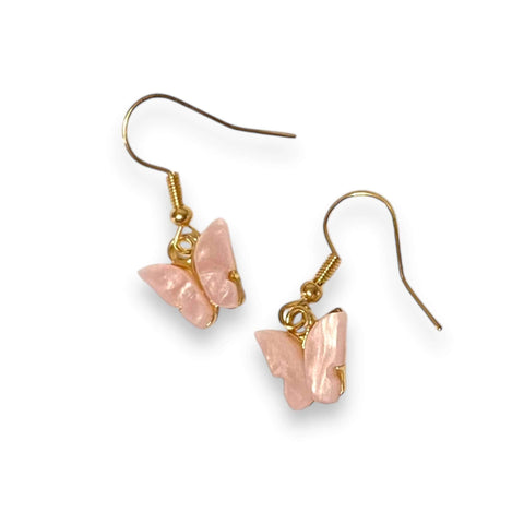 Dainty Gold Crystal Butterfly Charm Earrings