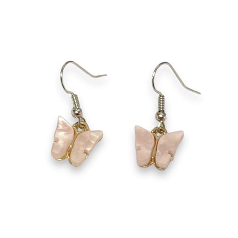 Dainty Gold Crystal Butterfly Charm Earrings