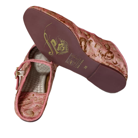 Women's Pink and Gold Floral Lace Slip-On Flat Evie Mary Jane Loafers -Size 7 -Free People