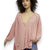 V Neckline Heather Rose Pink Luxurious Free People Top for Casual Chic Styling - Medium