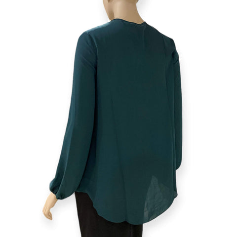 Evergreen Button Down Pleated Blouse - Wild Time Fashion