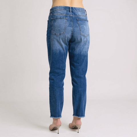 back view plus straight leg ankle jeans with pockets