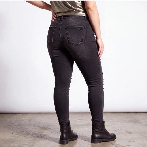 Plus Size Black Ripped Ankle Skinny Jeans - Skinny Jeans