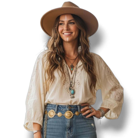 Plus Size Round Floral Concho Chain Belt in antique silver or gold with etched sunburst medallion links