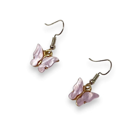 Dainty Gold Crystal Butterfly Charm Earrings