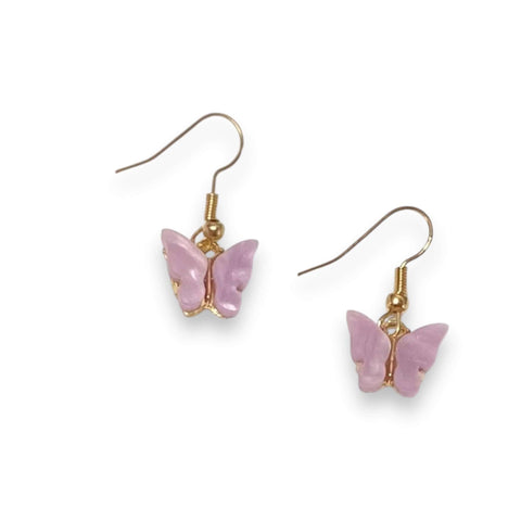 Dainty Gold Crystal Butterfly Charm Earrings