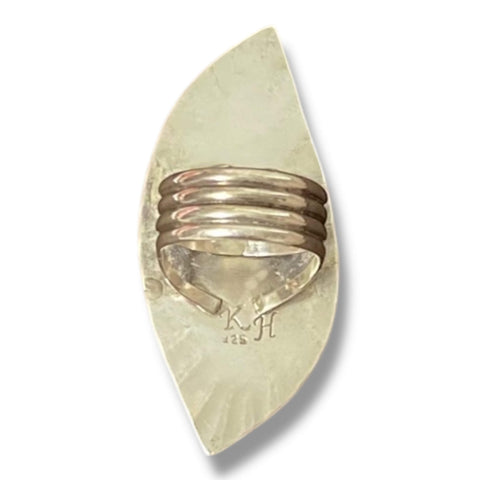 Rare Stichtite Sterling Silver Ring with Marquise Purple Gemstone and Multi Wire Wrap Band, Handmade in USA Boho Western Jewelry