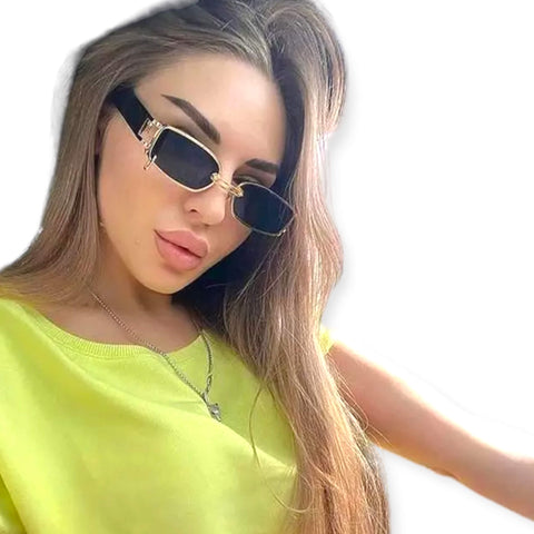 Luxury Rectangle Gold Frame Sunglasses