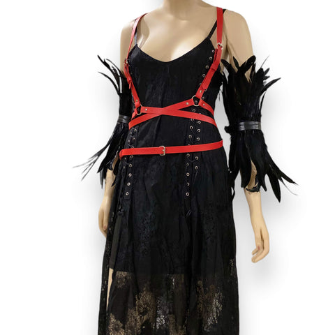 Multi-functional gothic feather accessory for festivals, raves, cosplay