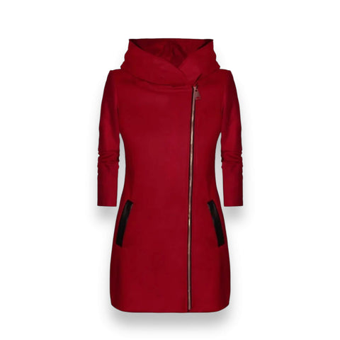 Mid Length Pockets Hooded Knit Jacket Coat