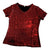 Women's Glittery Red Sequin V Neck Short Sleeve Shirt - Wild Time Fashion