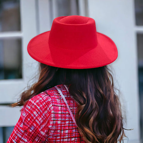 Eye Catching Red Extra Wide Brim Fashion Hat
