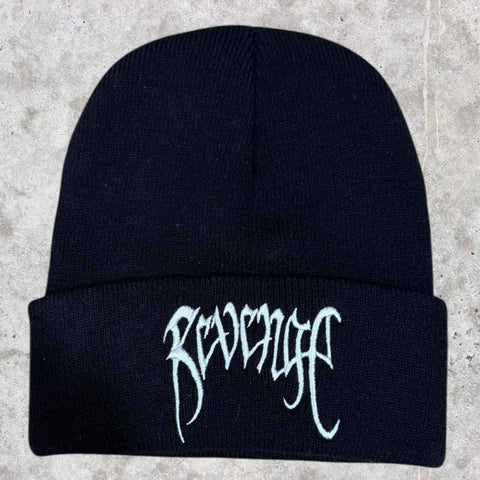 Revenge Black Knit Beanie Cap adjustable unisex headwear one size