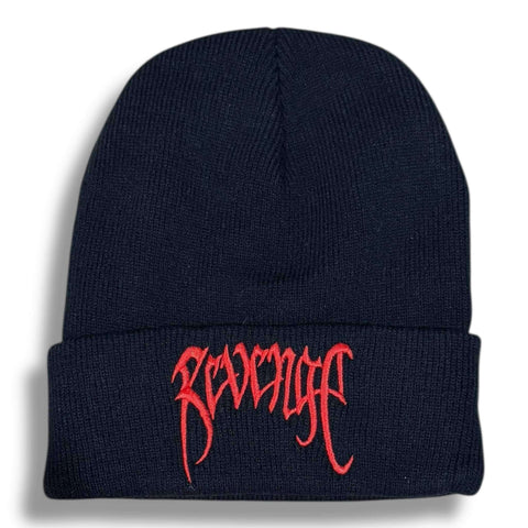 Revenge Black Knit Beanie Cap adjustable unisex headwear one size