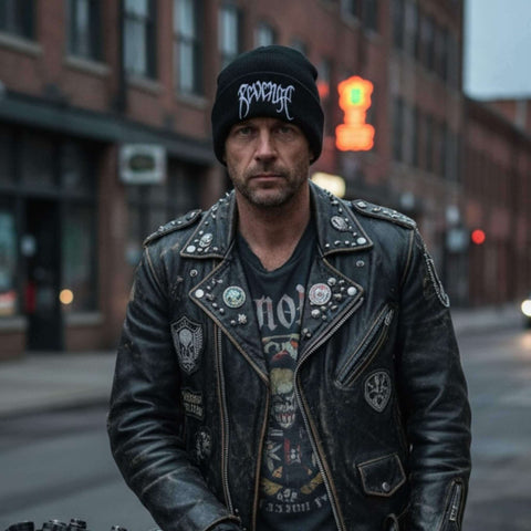 Revenge Black Knit Beanie Cap adjustable unisex headwear one size