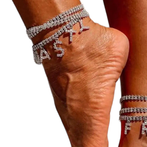 Women's Silver Glittery Nasty Girl Anklet Multi Wrap Ankle - OSFM - Wild Time Fashion