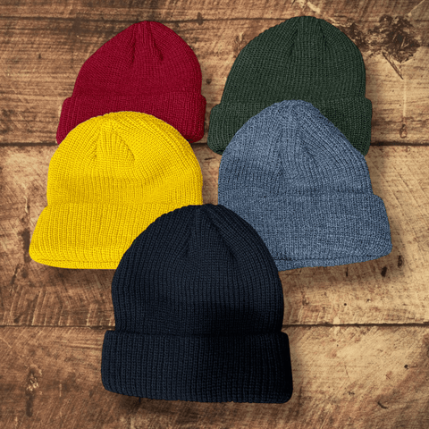 Mini Fisherman Beanie Hat with rolled cuff and above the ear fitted skullcap design in solid colors