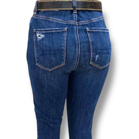 gold foil trim belt strap with stamped running wild horses on belt strap backside belt on jeans 