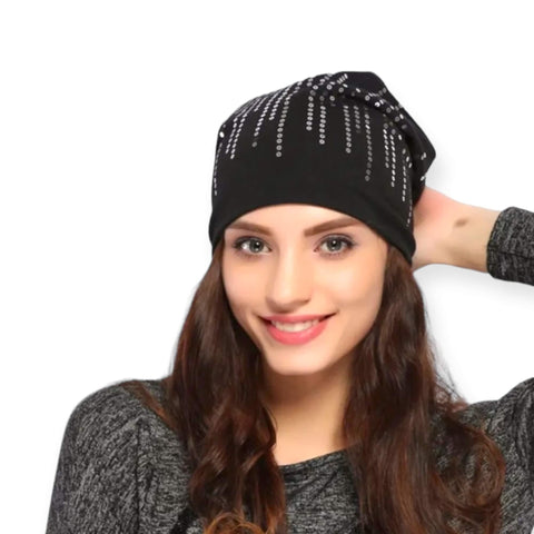 Waterfall Sequins Jersey Beanie Caps - Wild Time Fashion