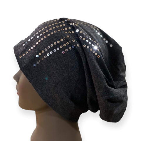 Waterfall Sequins Jersey Beanie Caps - Wild Time Fashion