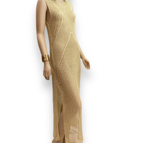 Sleeveless V Neck Crochet Beach Dress