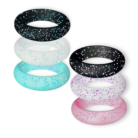 Glitter Rainbow Candy Silicone Ring Set