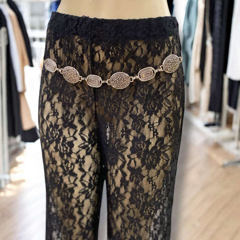 Silver Abstract Metal Link Western Belt with antique textured oval links and adjustable lobster clasp extender, wearable high waist or low hip, fits 22 to 40 inches