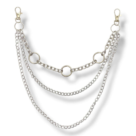 Multi-Layer Silver Pants Chains silver chunky chain pants chain -silver triple curb link with 0-rings