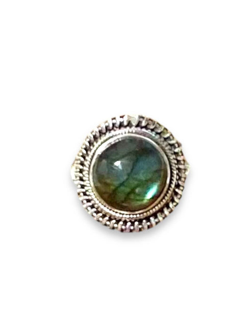 Silver Braided Round Labradorite Ring- Wild Time Fashion