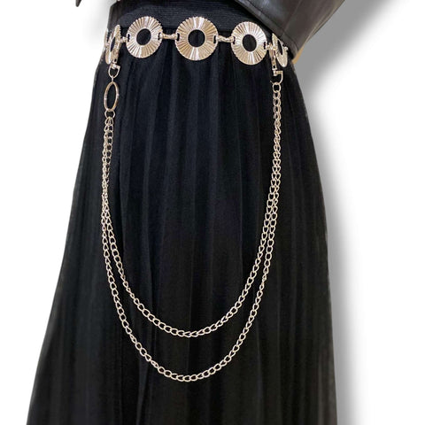 Multi-Layer Silver Pants Chains silver chunky chain pants chain- slim double layer silver curb chain for jeans or belts, gothic and grunge fashion accessory.