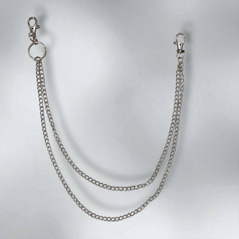 Multi-Layer Silver Pants Chains silver chunky chain pants chain, double layer silver curb chain for jeans or belts, gothic and grunge fashion accessory.