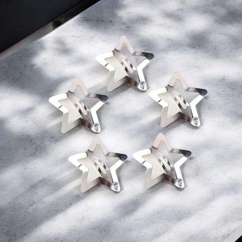 set of 25 silver celestial star hair clips five point metal stars snap back closure cosmic y2k hair accessories