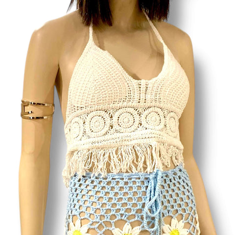 Abstract Silver Wide Upper Arm Cuff cut-out statement bracelet front view