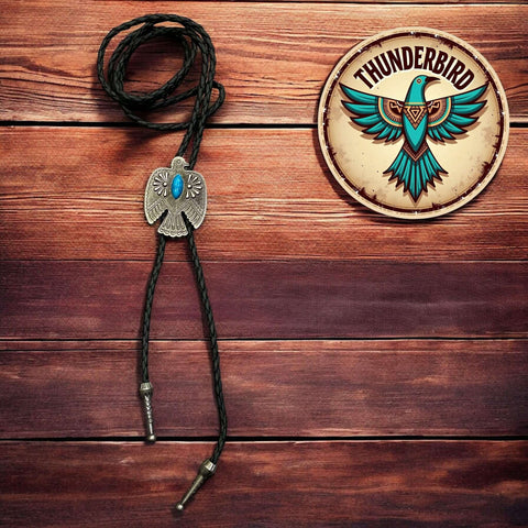Native American Thunderbird Pendant Necktie Wild West Bolo Tie