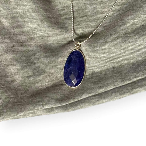 Luxurious Blue Sodalite Silver Necklace - Wild Time Fashion