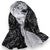 Oversized Black to Silver Round Rings Satin Silk Scarf - 35"W x 70"L - Wild Time Fashion